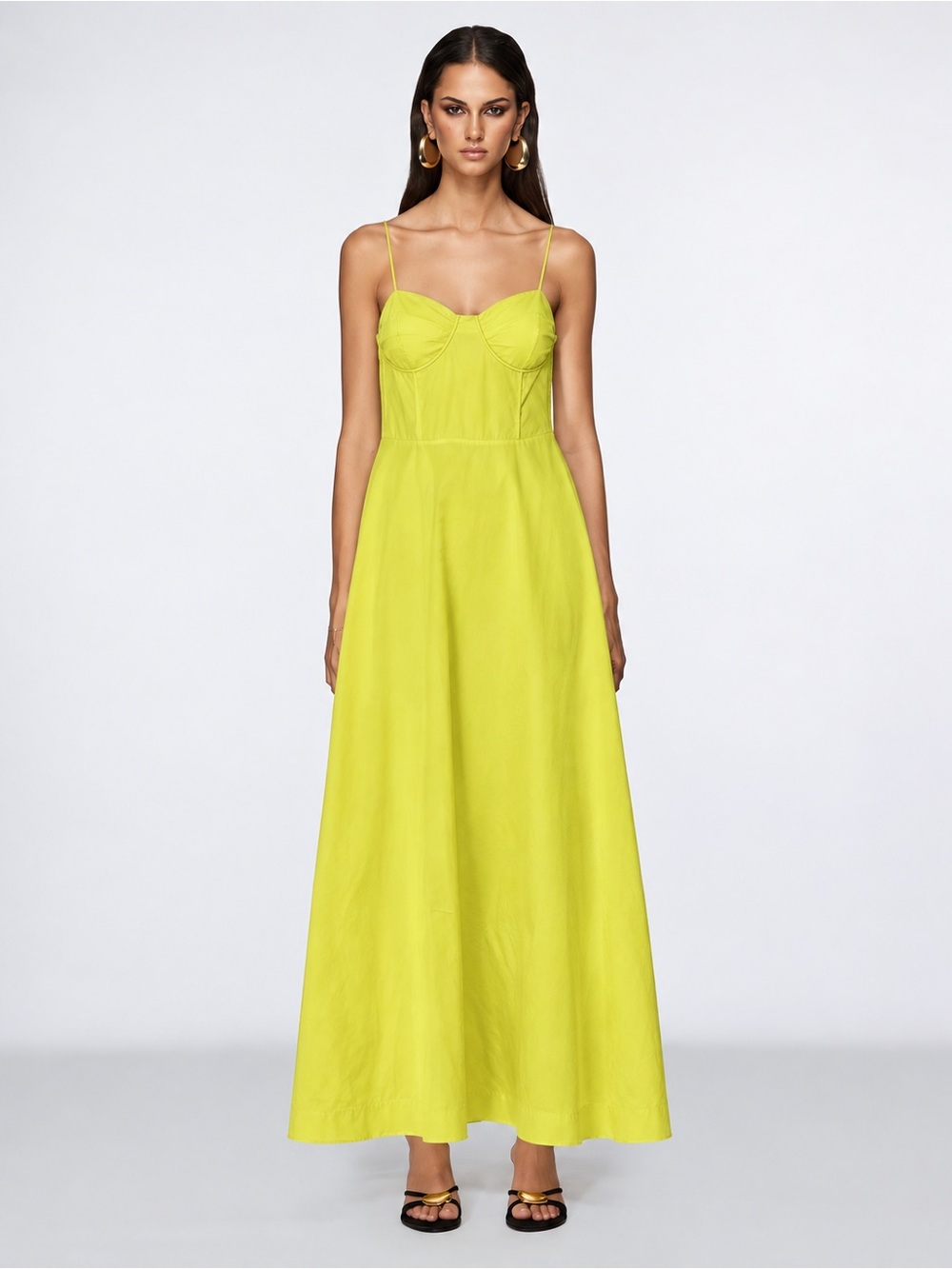 S/W/F Yellow Cotton Corset Bustier Maxi Dress XL Designed in Australia